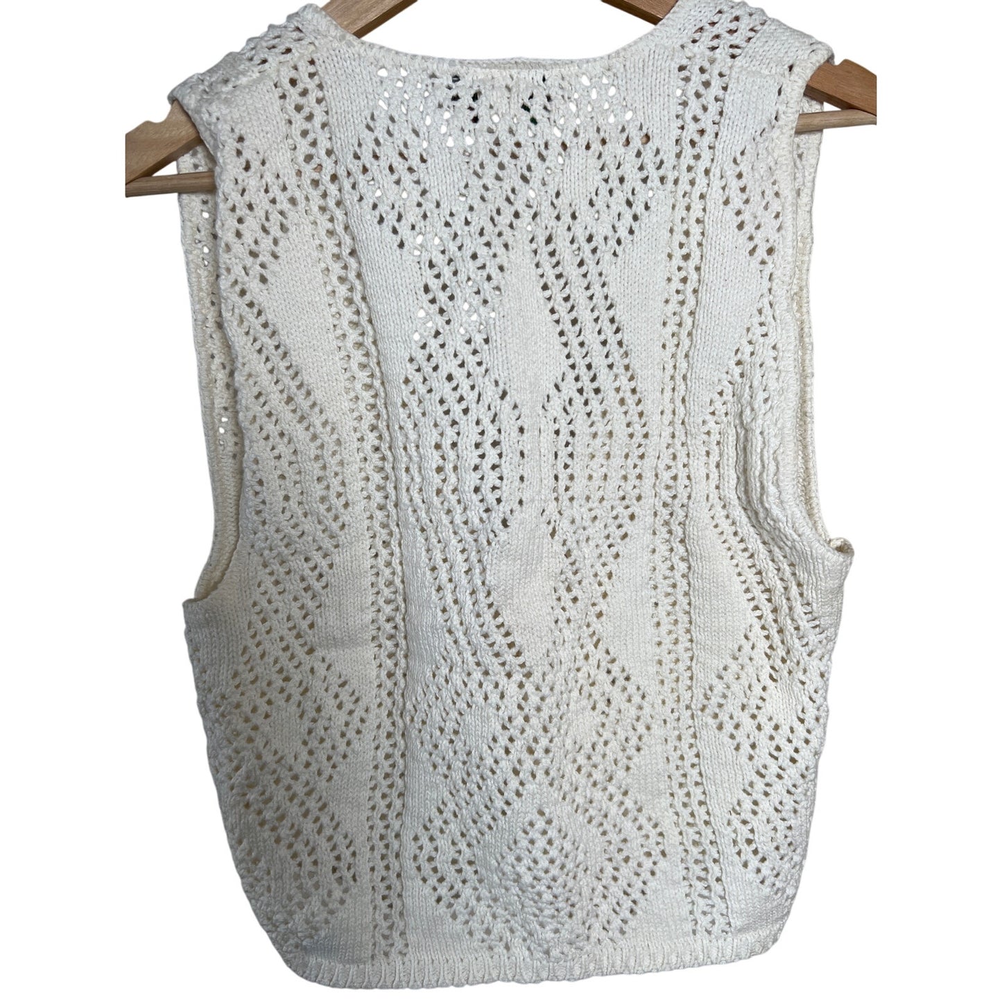 Vintage Christopher & Banks Women's Cream and White Gilet