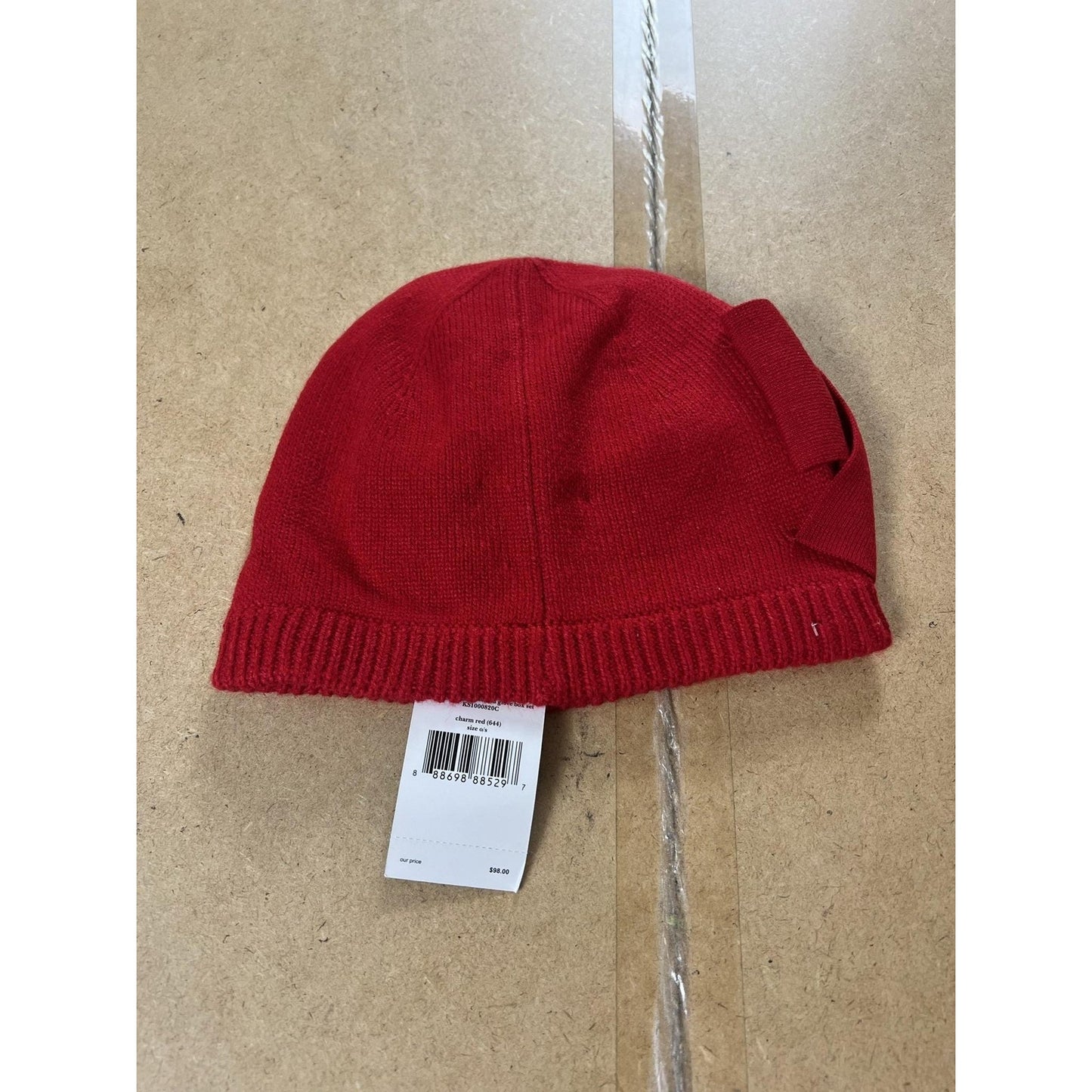 Kate Spade New York Beanie Womens One Size Red Acrylic Knit Dorothy Bow