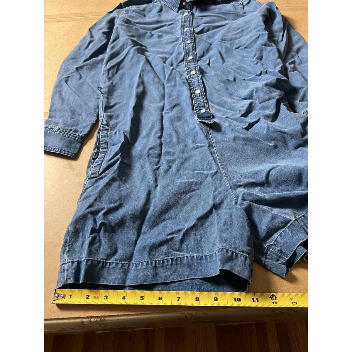 Claudie Pierlot Womens M Blue Denim Collared Snap Casual Pockets Long Sleeve