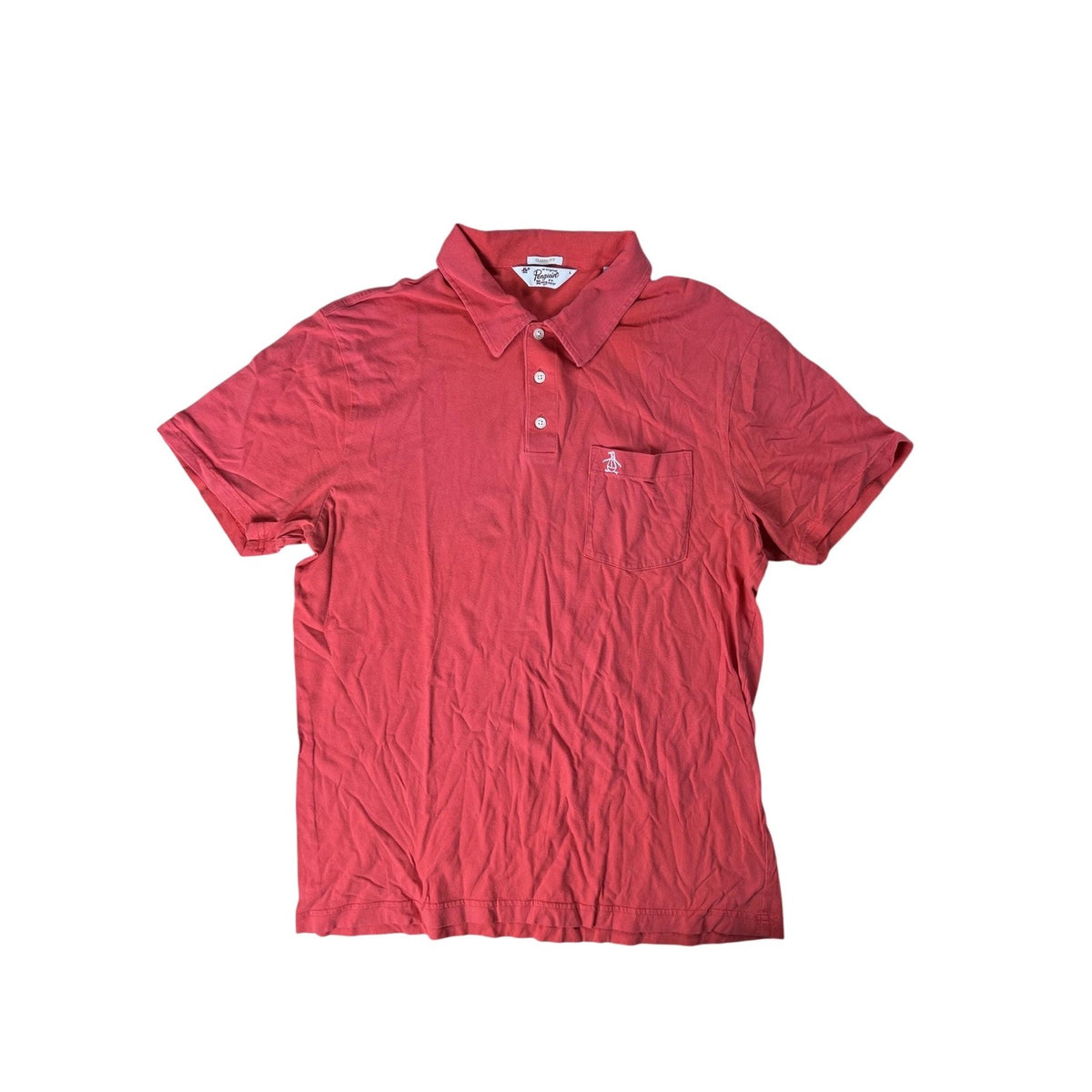 Original Penguin Polo Mens L Red Classic Fit Pocket Embroidered Cotton Jersey