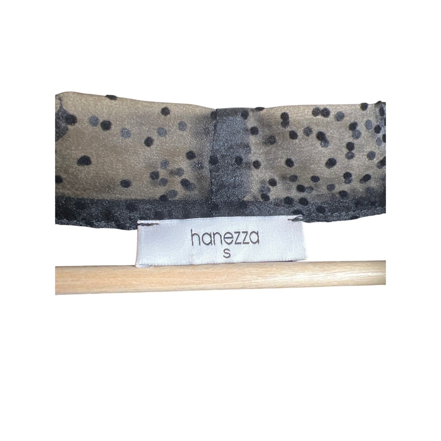 Hanezza Black Blouse Women's Top Small Tie Bow