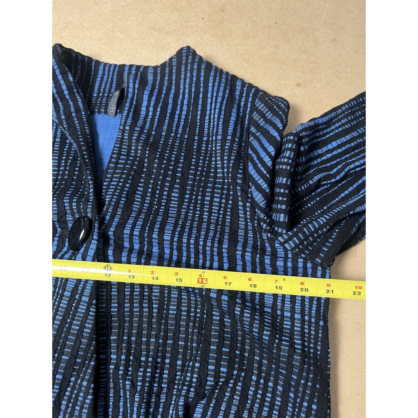 IC Jacket Womens XL Black Striped Lined Collared Single-Breasted Button