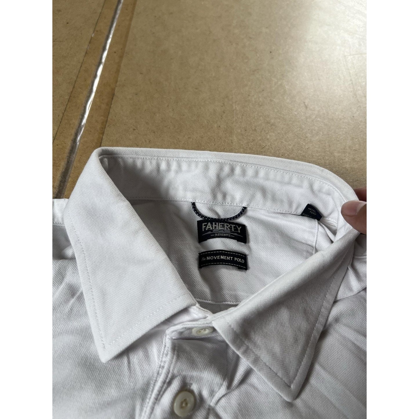 Faherty Shirt Mens XL White Cotton Modal Spandex Collared Polo Stretch