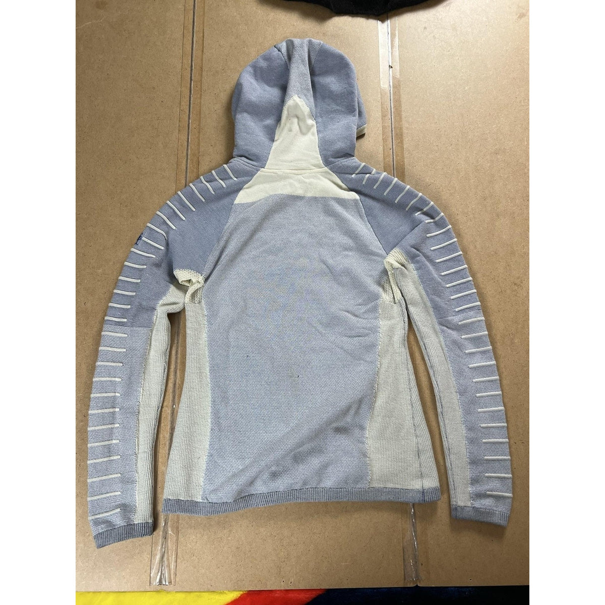 SmartWool Sweater Womens S Blue Full Zip Hooded Waffle-Knit Wool Blend