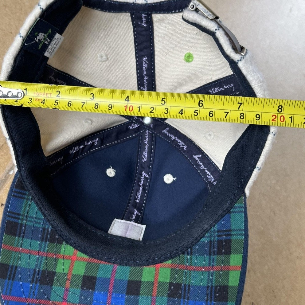 William Murray Hat Cap Strap Back Mens One Size Blue White Golf Pinstripe Plaid