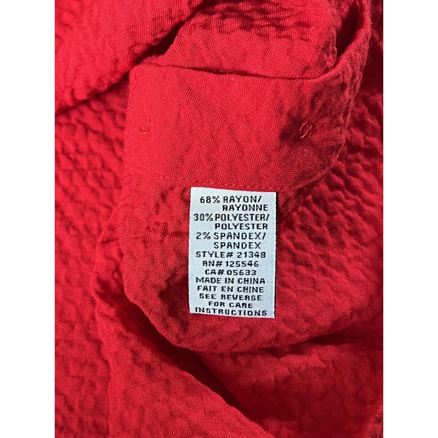 Habitat Tunic Womens M Red 3/4 Sleeve Round Neck Button Accent Jersey Stretch