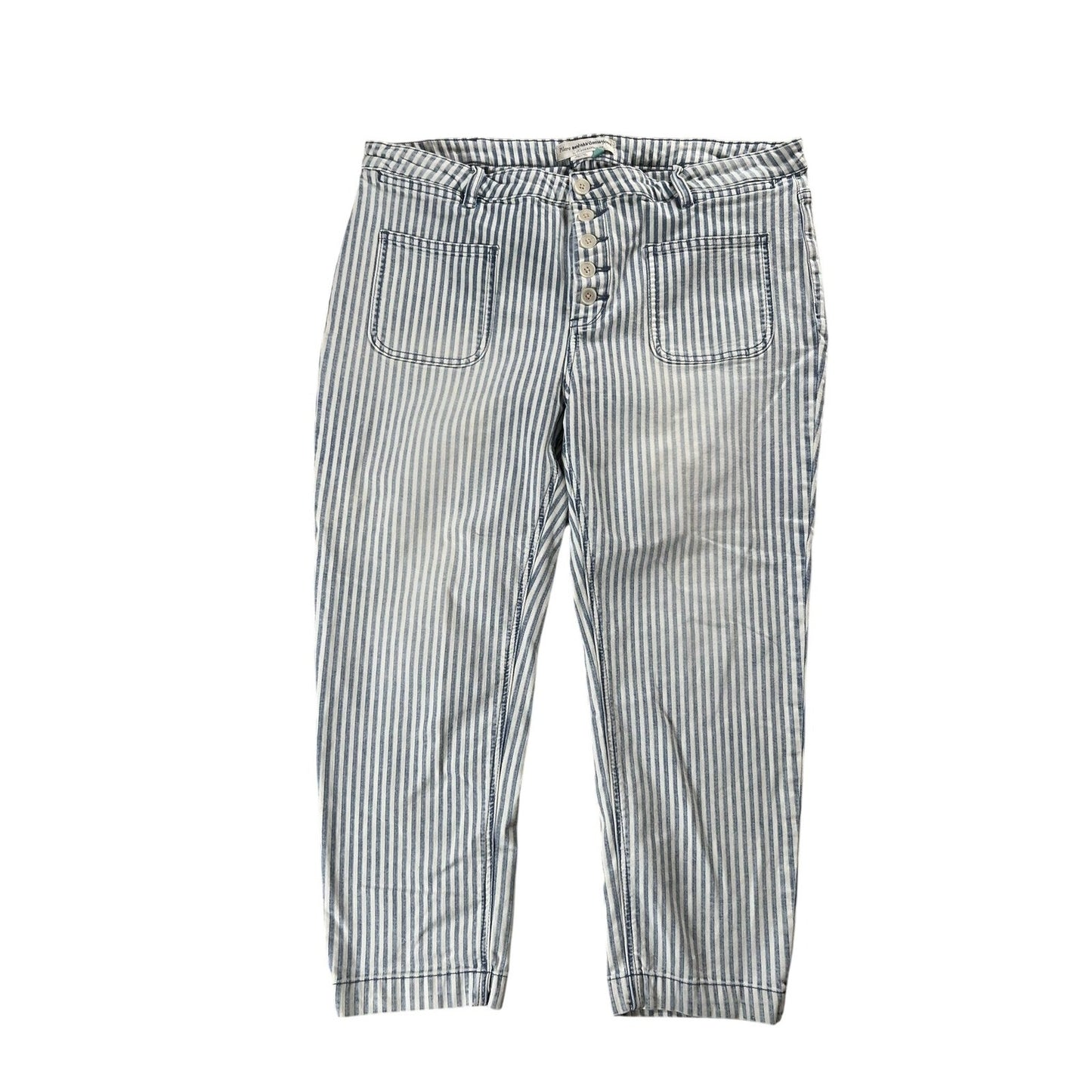 Pilcro By Anthropologie Pants Womens 18W Blue Striped Ankle Stretch Pockets