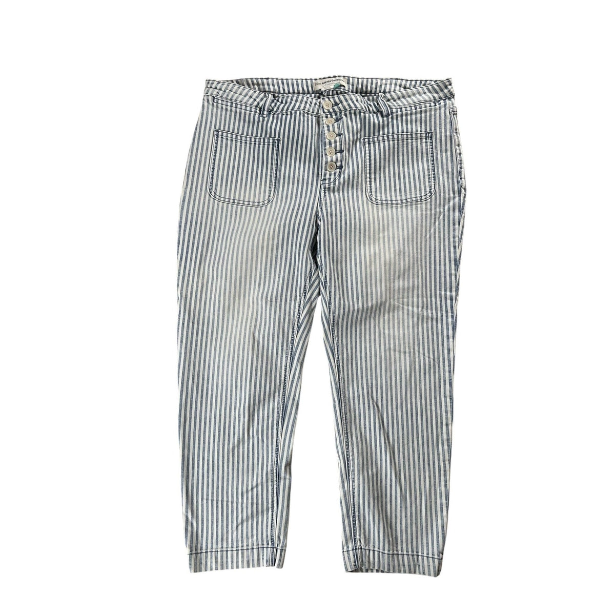 Pilcro By Anthropologie Pants Womens 18W Blue Striped Ankle Stretch Pockets