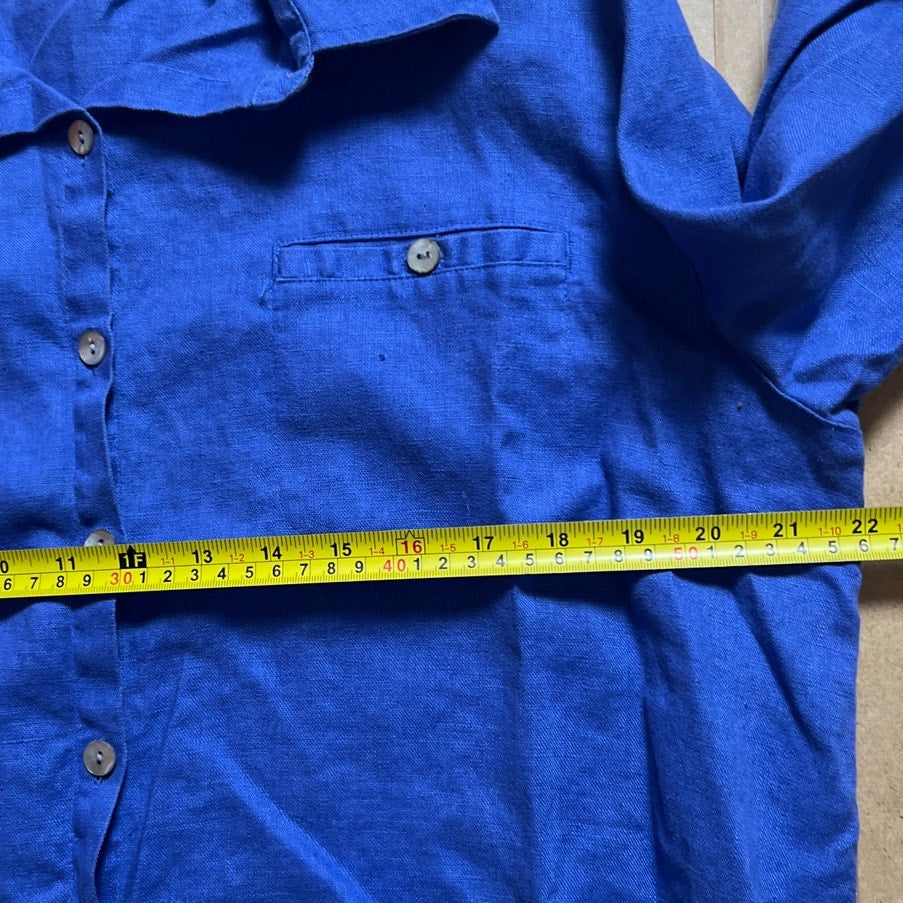 Vintage Chico's Design Blue Button-Up Blue Women Blouse Size 3