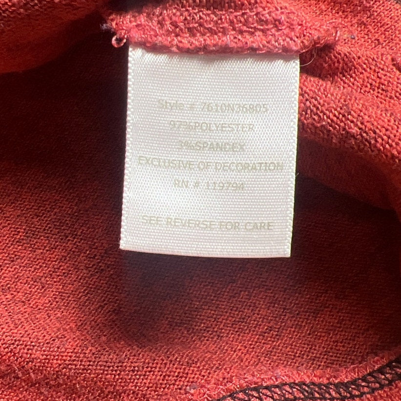 Live and Let Live Red/Pink AOP Graphic Rhinestone Sweater Women Size Large