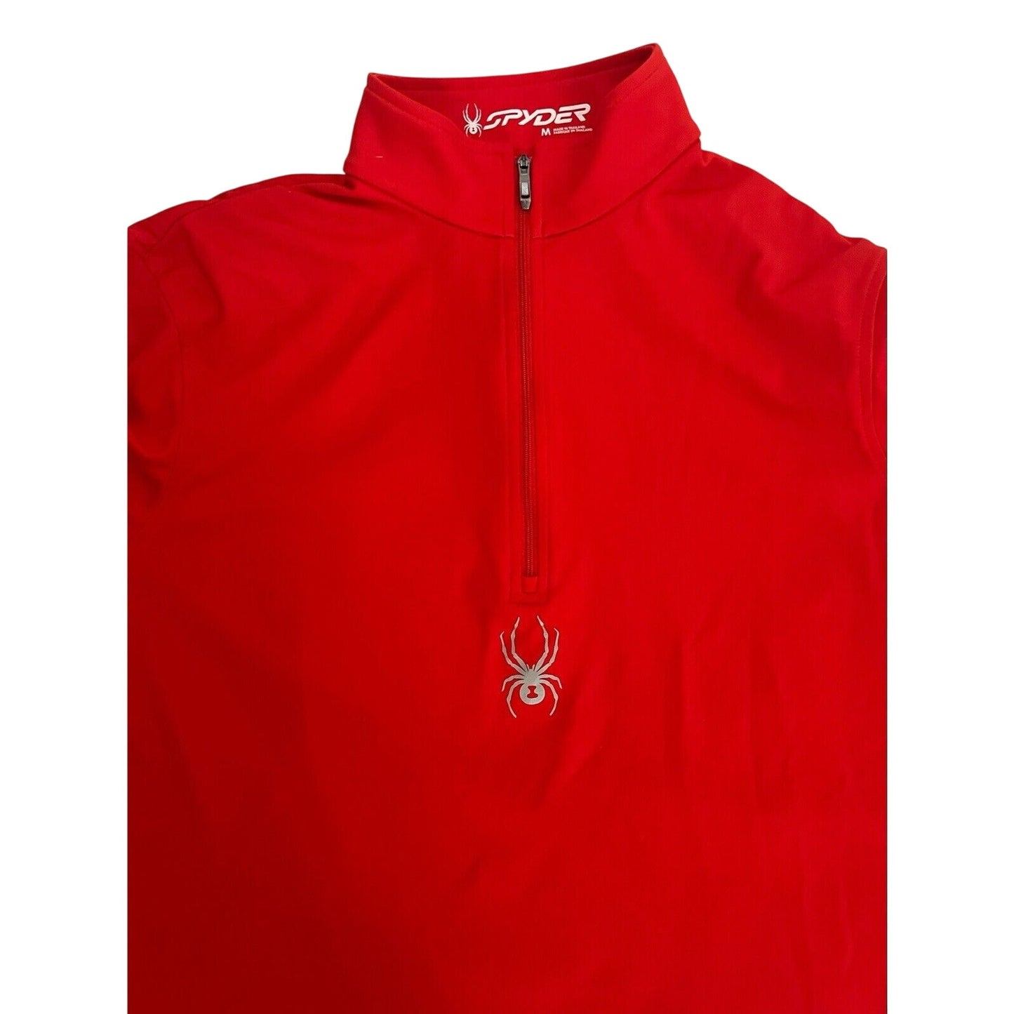 Spyder Mens Quarter Zip Short Jumper Medium Solid Red Pullover Long Sleeve