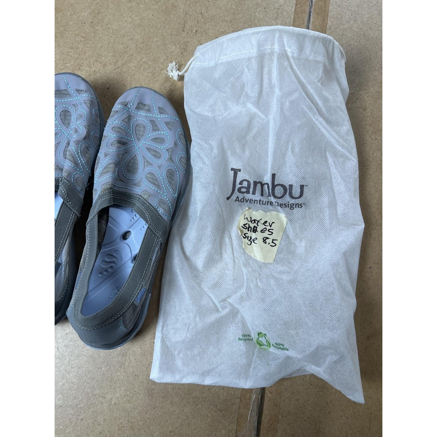 Jambu Slip-On Flats Womens 7 Gray Mesh Floral Barefoot Designs Water Trail