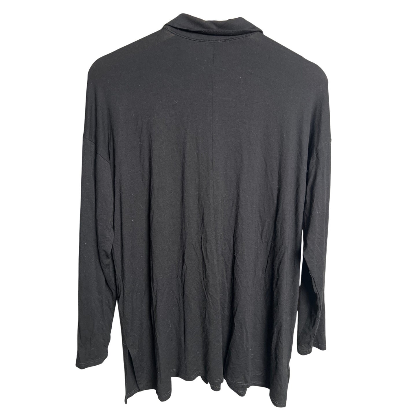 Eileen Fisher Long Sleeve Black Blouse Polo Size Medium