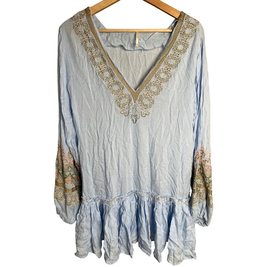 Free People XS Wild One Embroidered Long Sleeve Dress