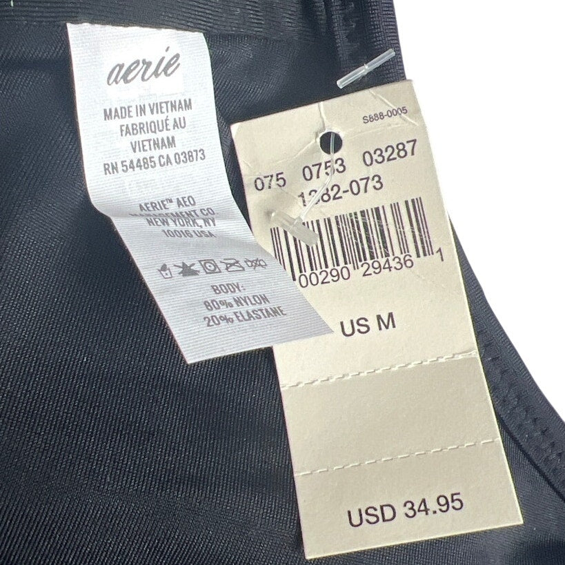 Aerie NWT Medium M Black Bikini Swim Top Bow Tie Front
