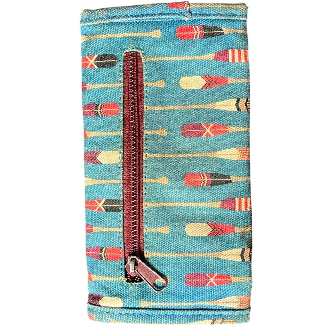 Kavu Small Handheld Women Wallet Blue Pedal Red Interior