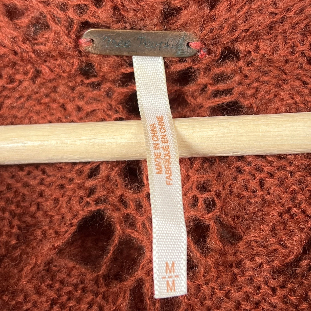 Free People Long Sleeve Sweater Cowl Neck Rusty Brown Size M