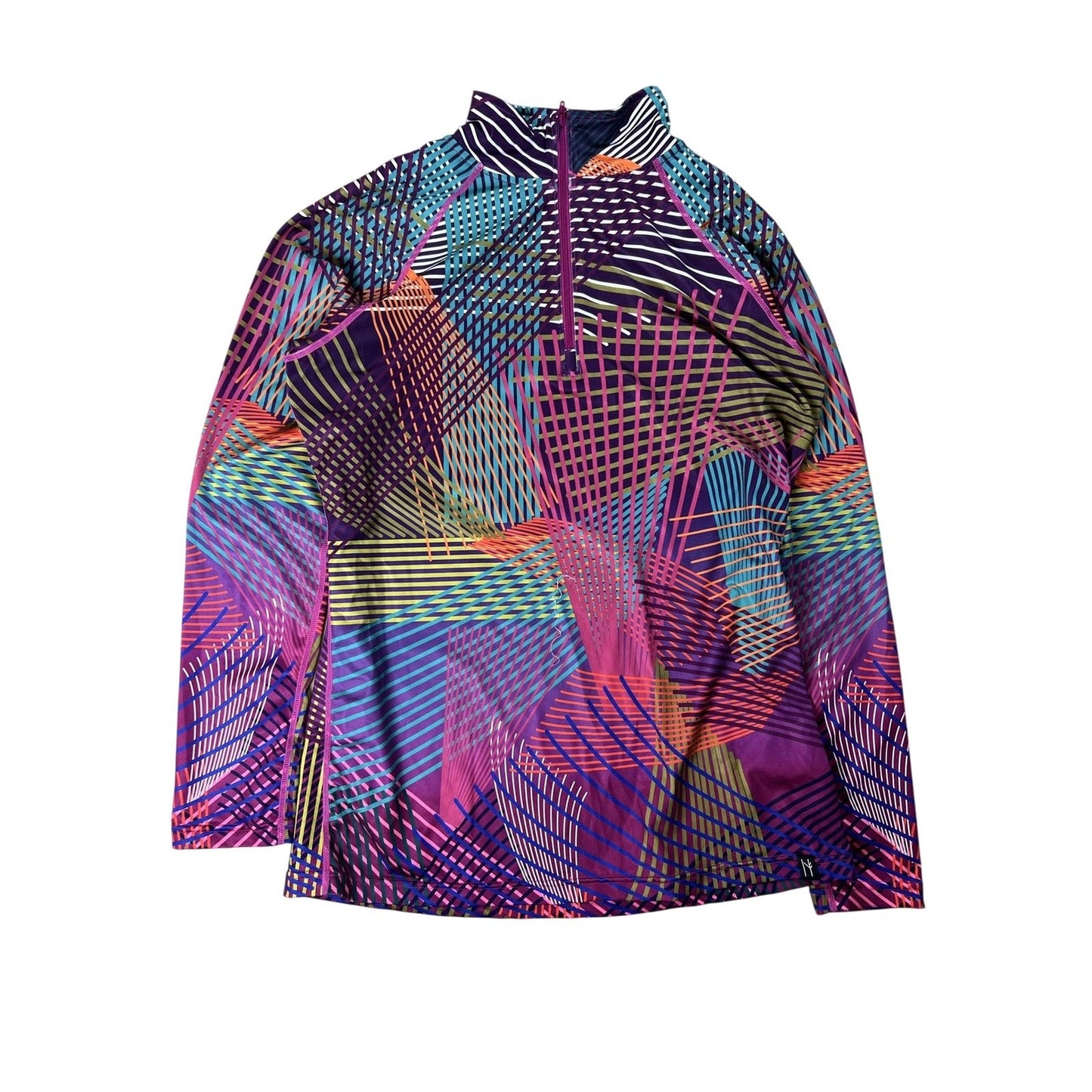 Neve Pullover Womens XL Purple 1/4 Zip Geometric Athletic Lightweight Stretch