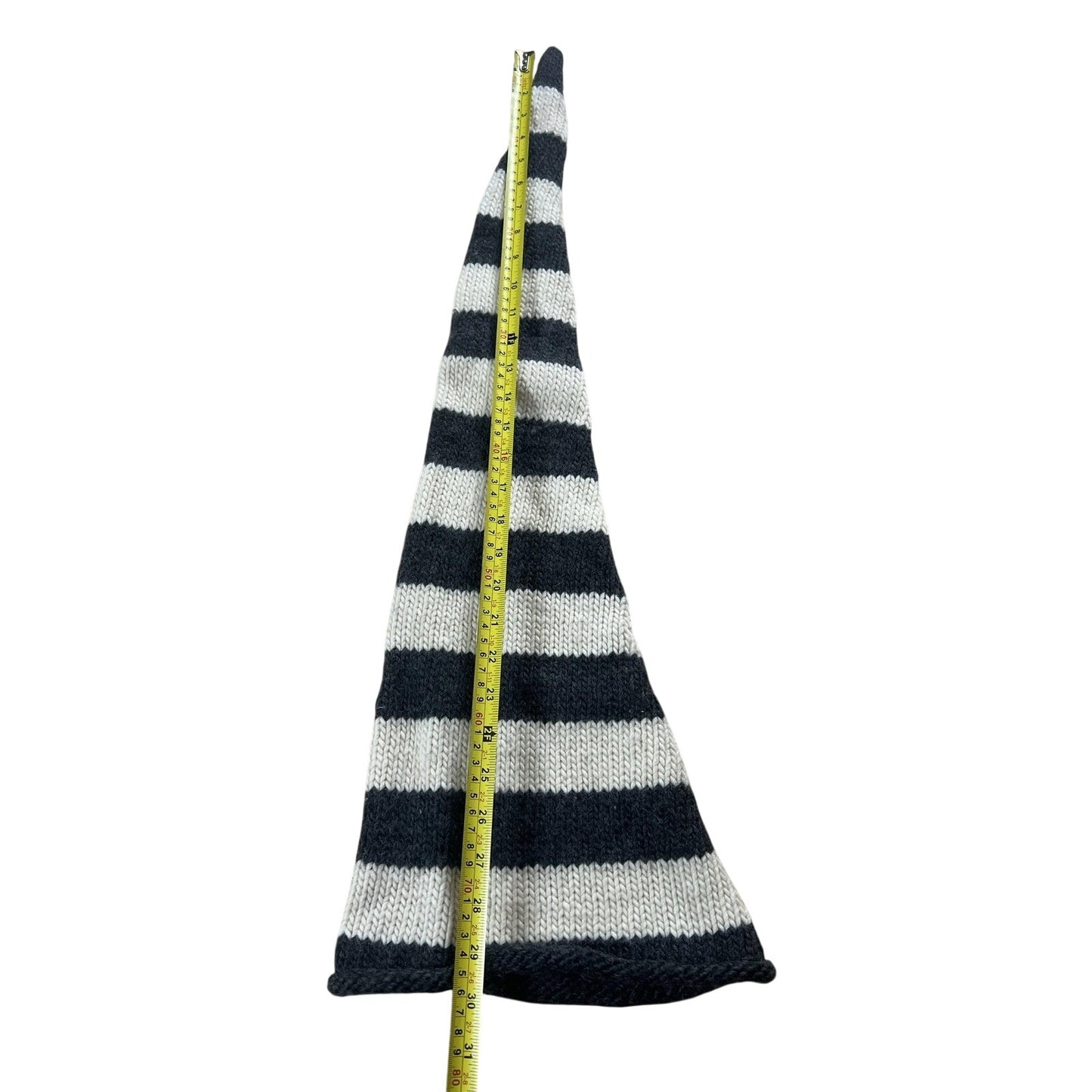 J.CREW Beanie Womens One Size Gray Cream Wool Striped Long Elf Hat Winter