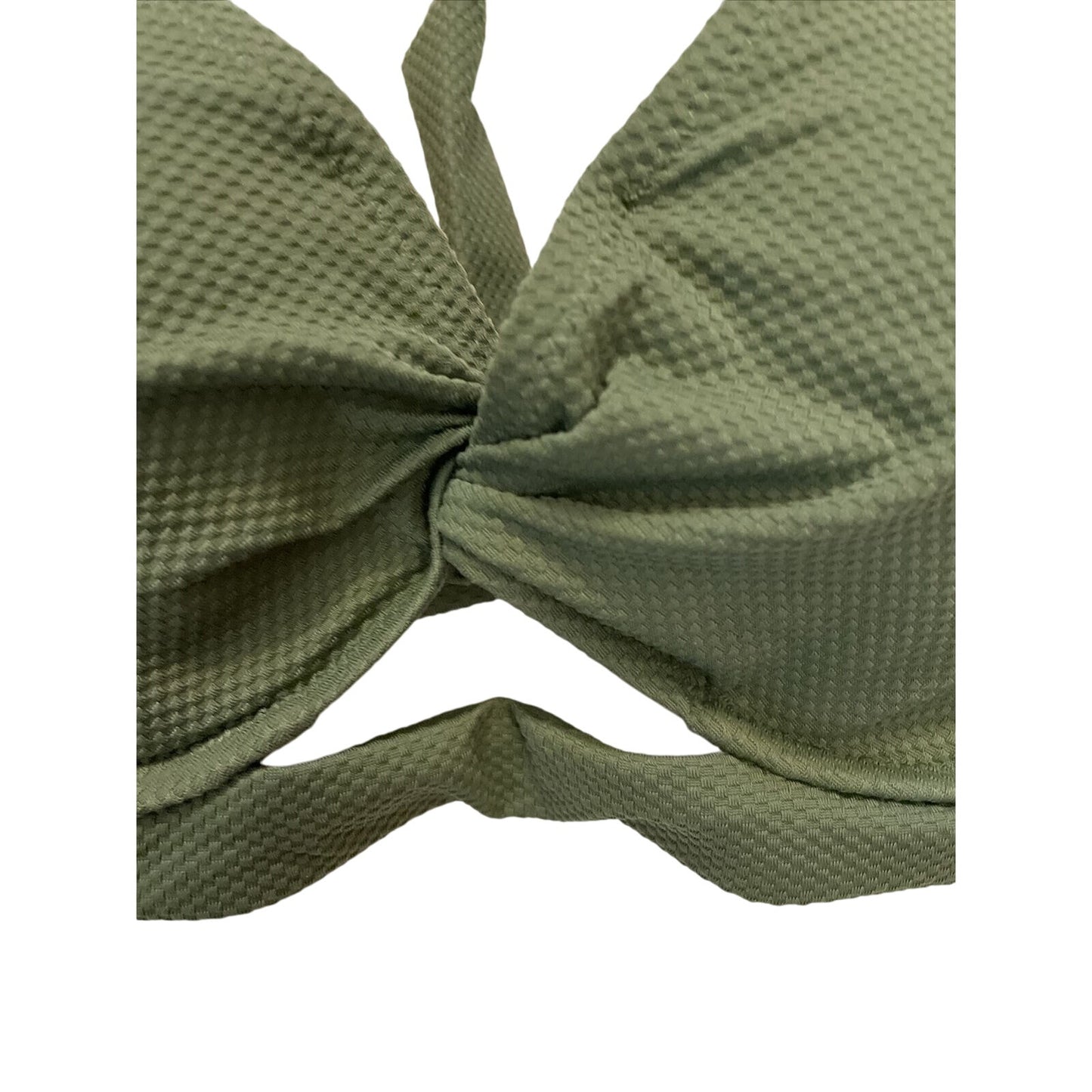 Shade Shore Olive Green Bikini Top SZ 32B slight push up tie - EUC