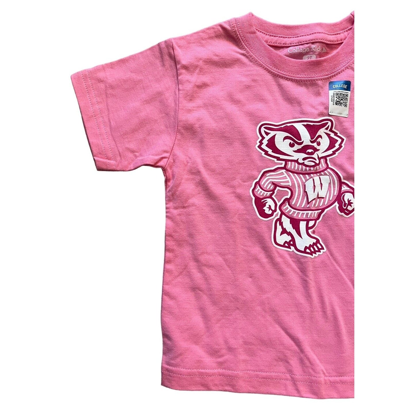 WISCONSIN BADGERS Cotton Pink 2T Toddle Short Sleeve T-Shirt College Kids NWT