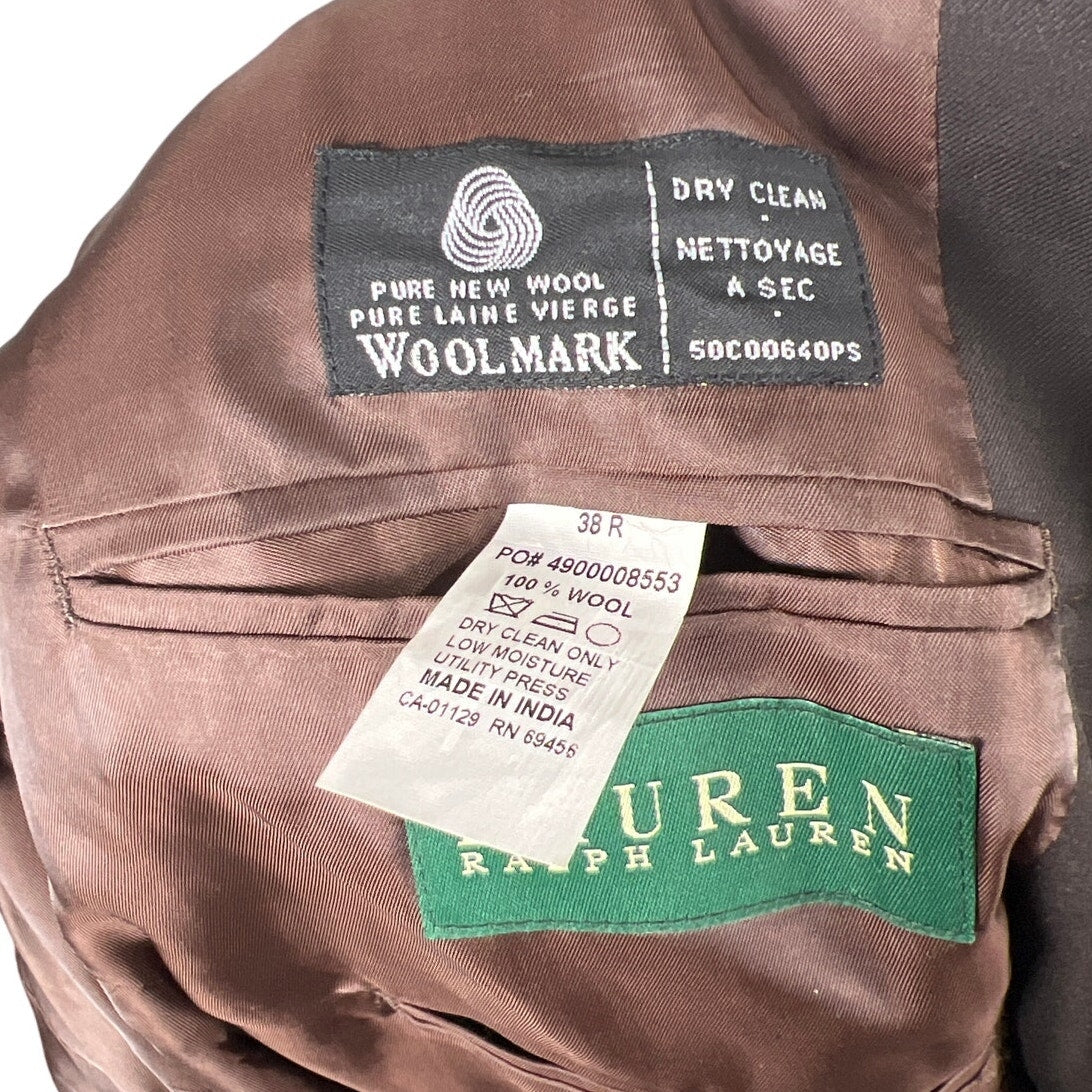 Ralph Lauren 100% Wool Made In India Blazer Size 38R 2 Button