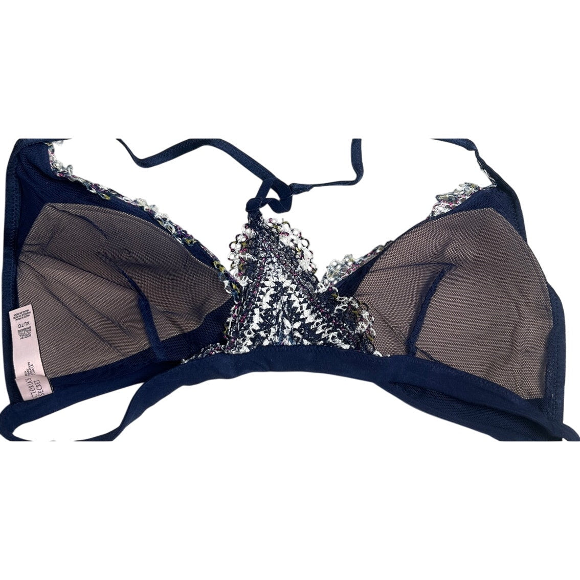 Victoria's Secret Body by Victoria Brallete XL Blue Floral Lace