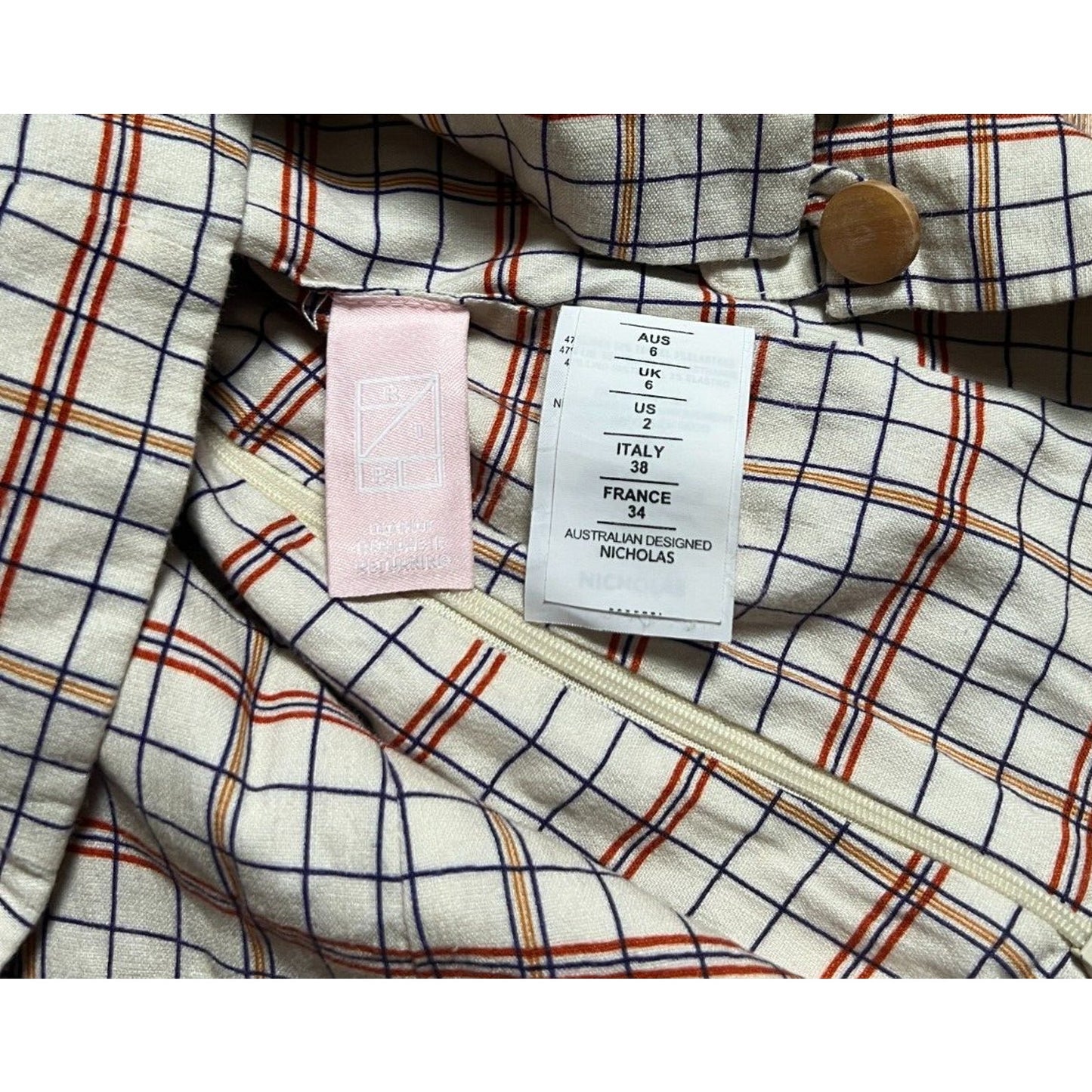 RTR 34 Women Summer Dress Plaid Design *Missing Button*