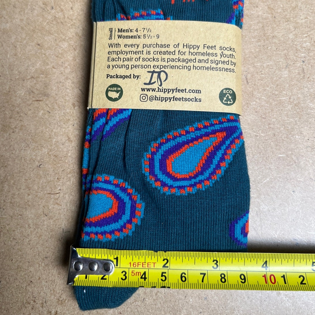 NWT Hippy Feet Paisley Blue Print Unisex Socks Men 4-7.5 Women 5.5-9