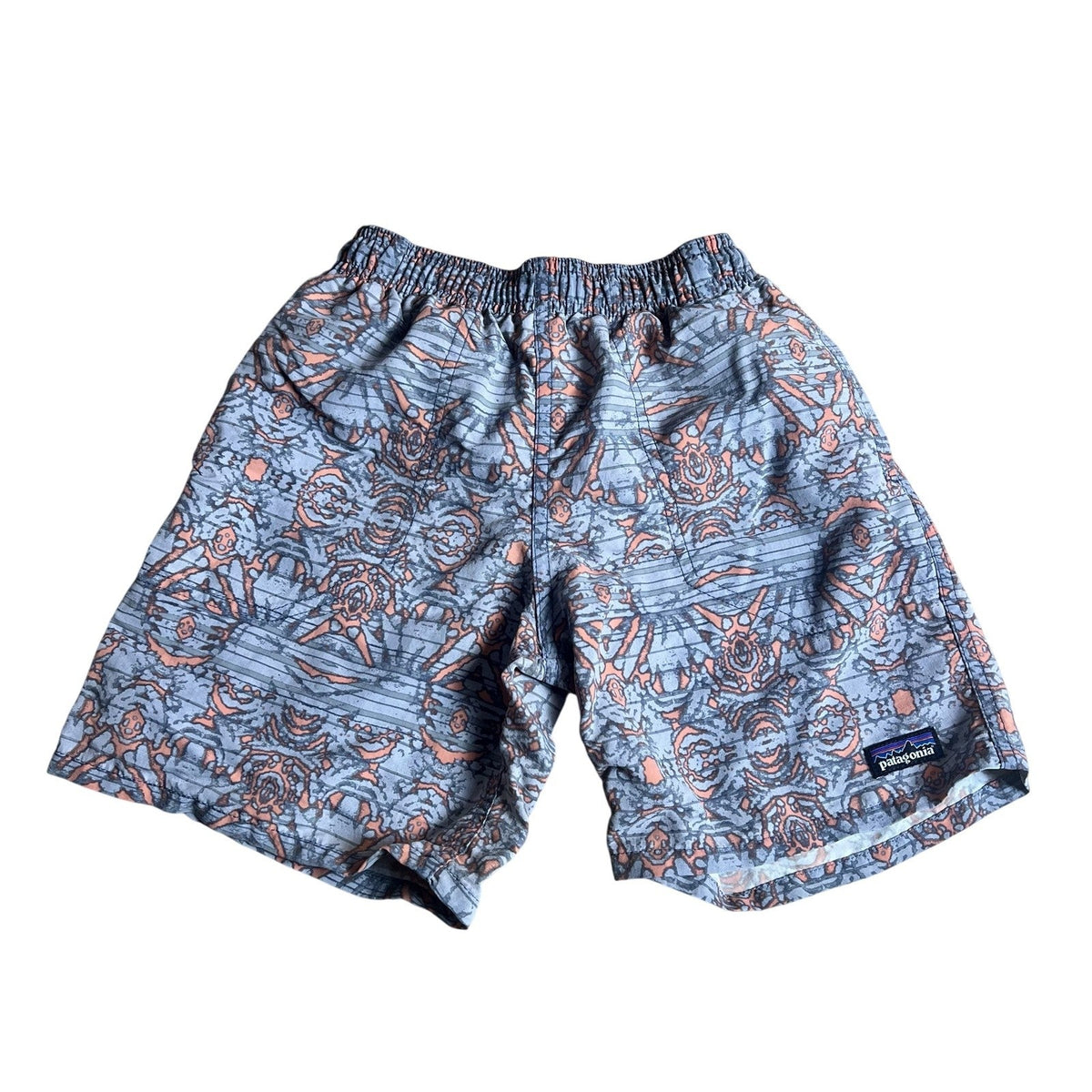 Patagonia Swim Shorts Boys S Gray Geometric Print Built In Brief Nylon