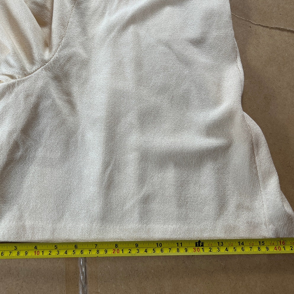 NWT St.John Women's Cardigan Skirt Set 10 Solid White Brass Buttons Santana Knit