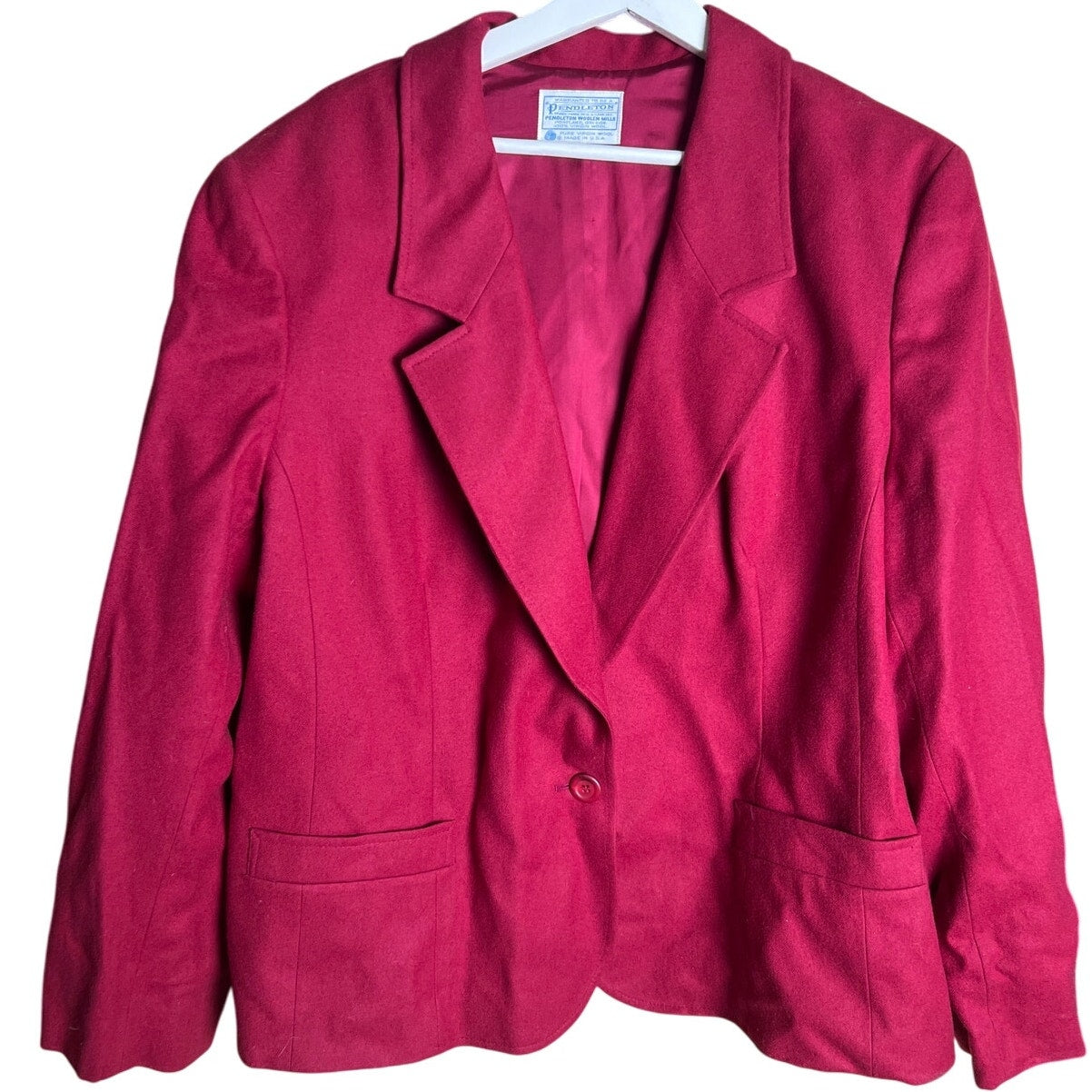 Pendleton Size 22W Wool Pink Button Blazer Burgundy