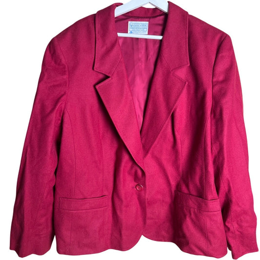 Pendleton Size 22W Wool Pink Button Blazer Burgundy