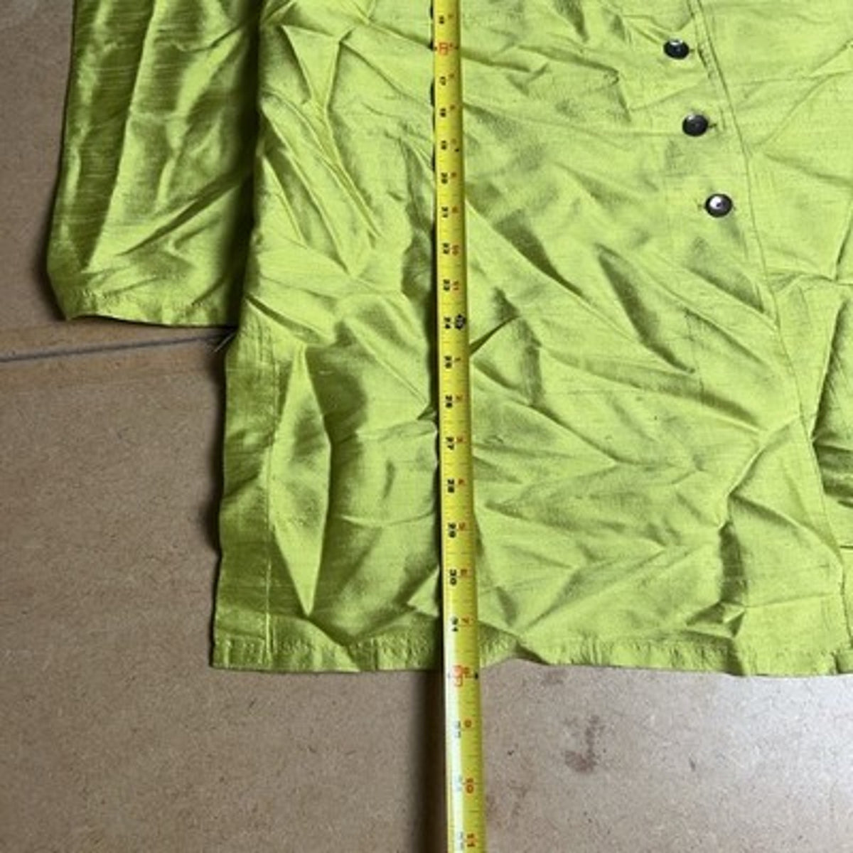 Chico's Design Button-Up Womens 3 Green Silk Tunic Collared Long Sleeve