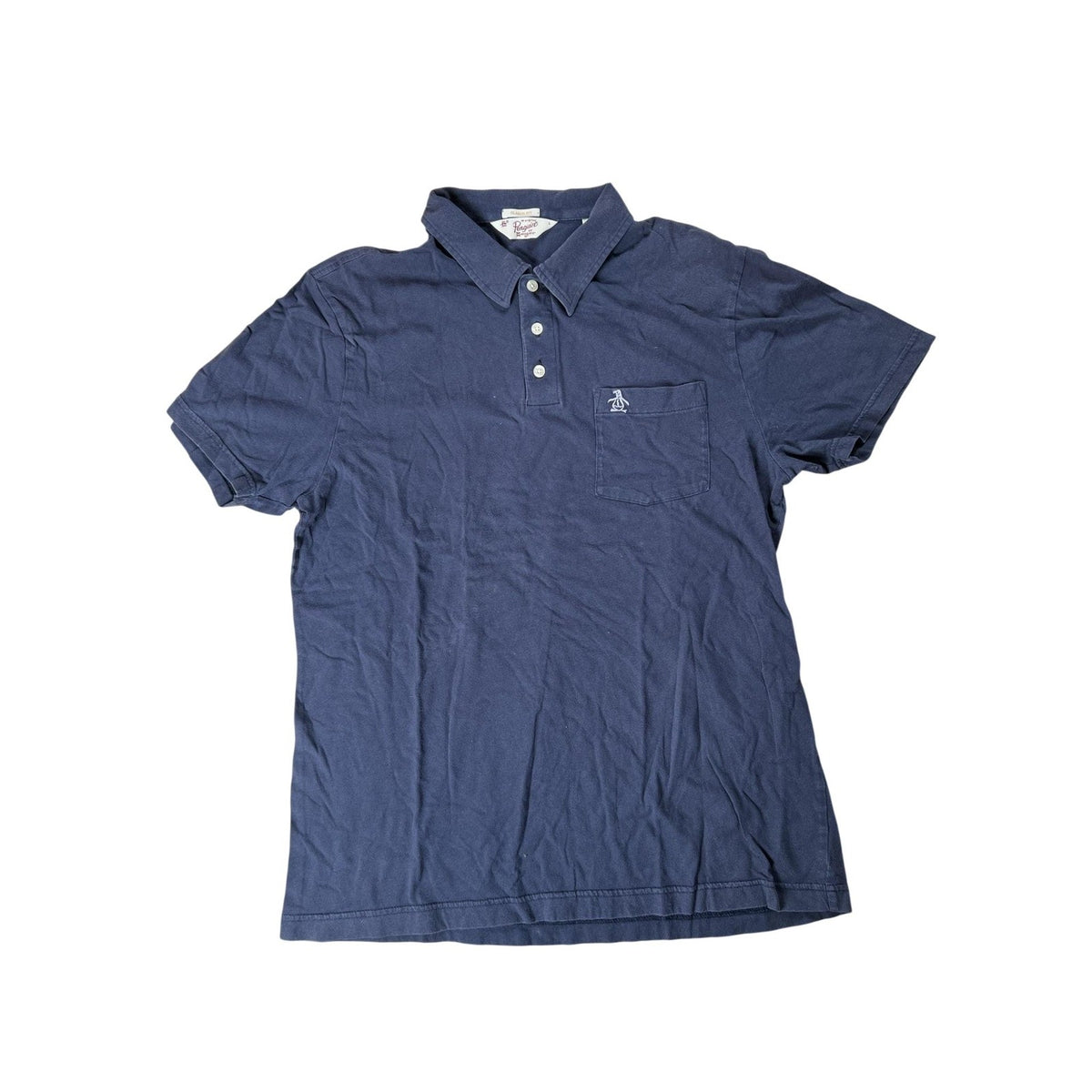 Original Penguin Polo Shirt Mens L Blue Classic Fit Cotton Pocket Collared