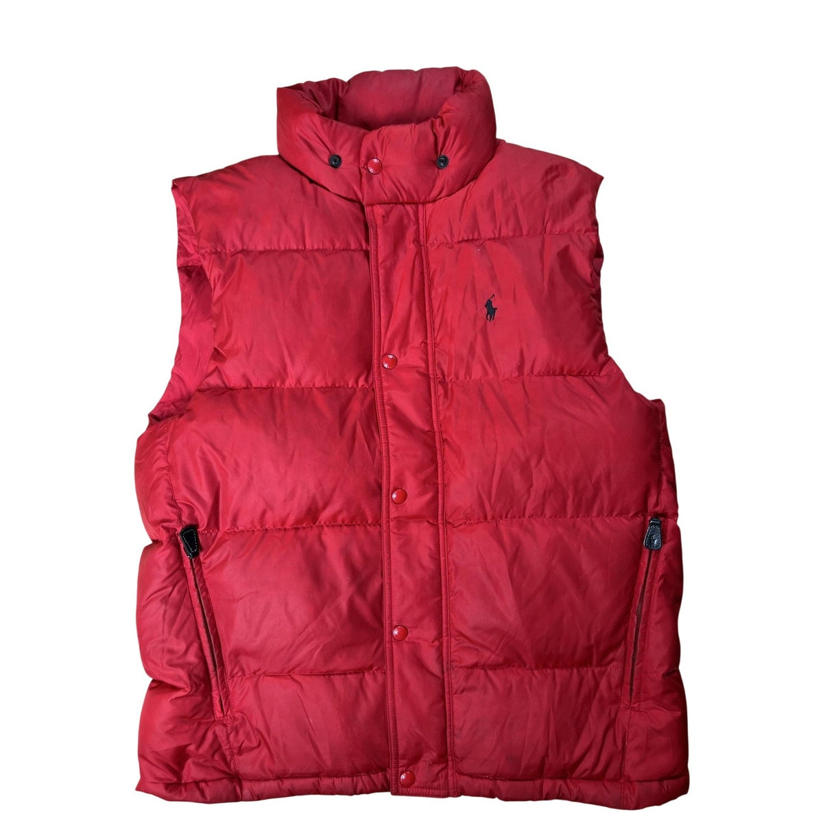 Polo By Ralph Lauren Vest Mens M Red Puffer Down Quilted Insulated Collar