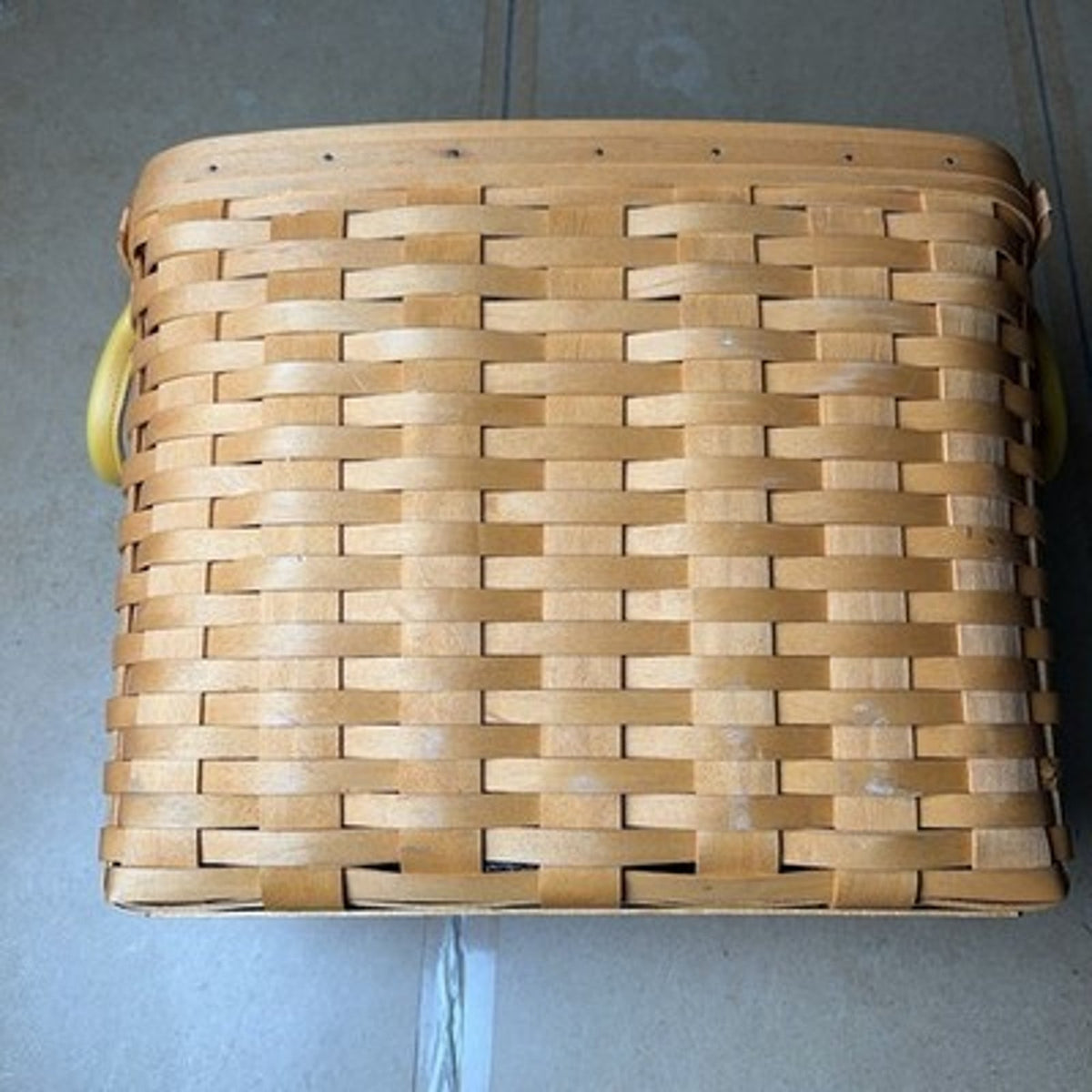 Longaberger Baskets Storage Basket Beige Medium Handle Rustic Made In USA