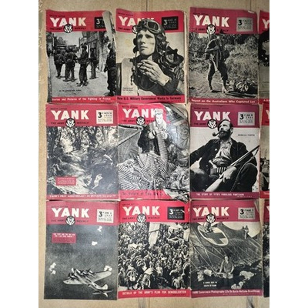 YANK The Army Weekly Magazines Lot WWII British Edition Made In United Kingdom