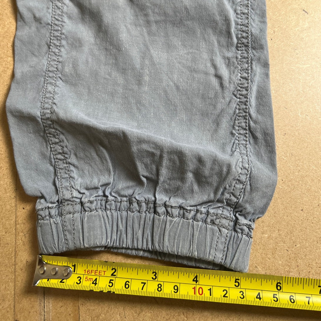 Eileen Fisher Pull On Cargo Pants Sz M Joggers Linen Pockets Seamed Wide Waist