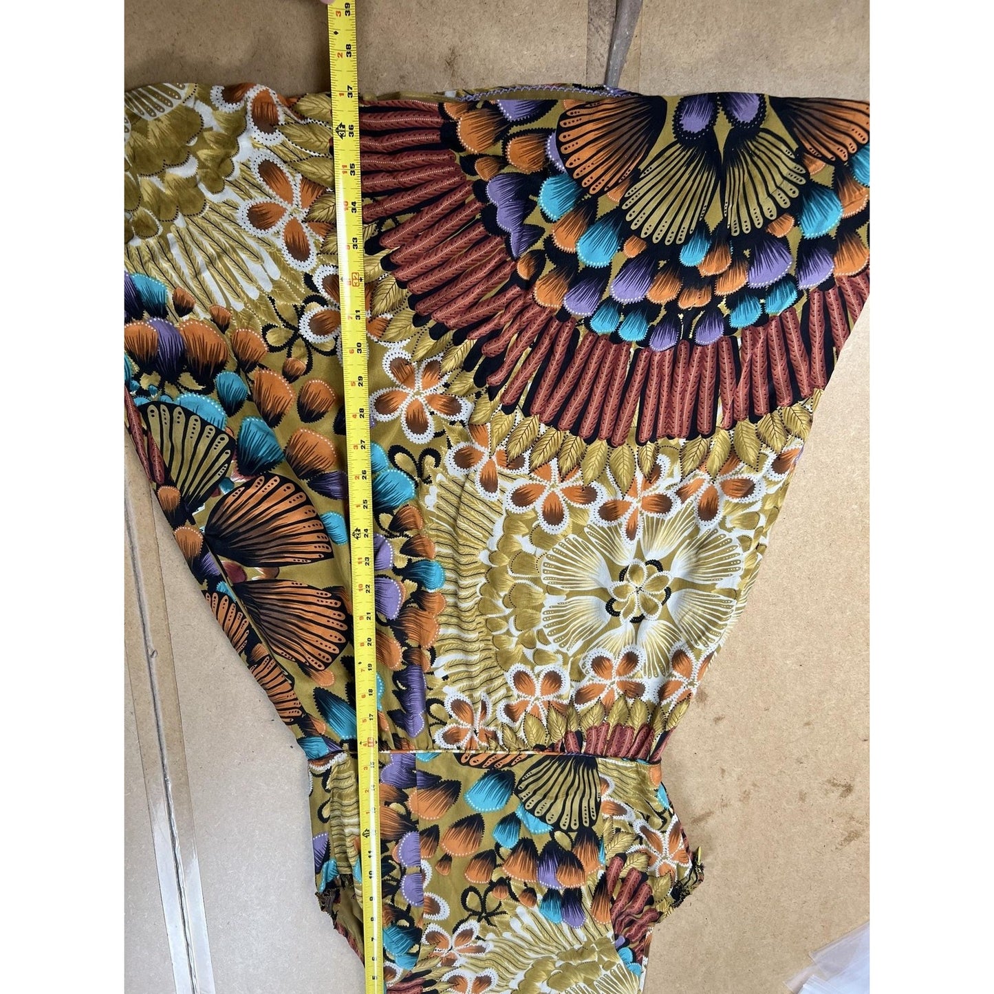 Edme & Esyllte Dress Womens 4 Gold Floral Fit & Flare Scoop Neck Lined Silk