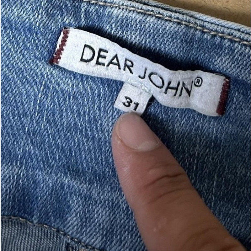 Dear John Pants Womens 31 Blue Wide-Leg Denim Chino Pockets Zip Button