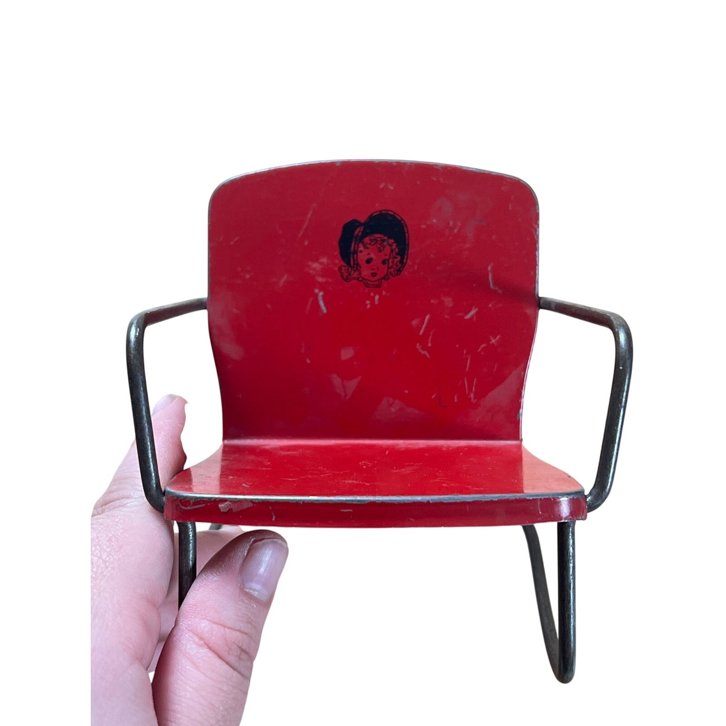 Vintage Little Red Bonnet Doll House Furniture Red Chair