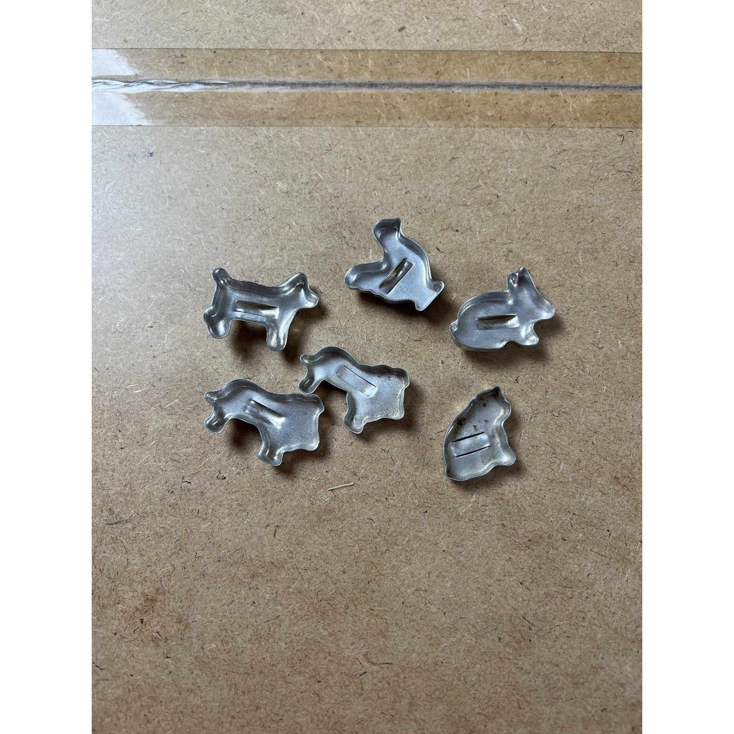 Mini Metal Animal Cookie Cutters Set 6 Silver Farm Animals Baking Decor Kitchen