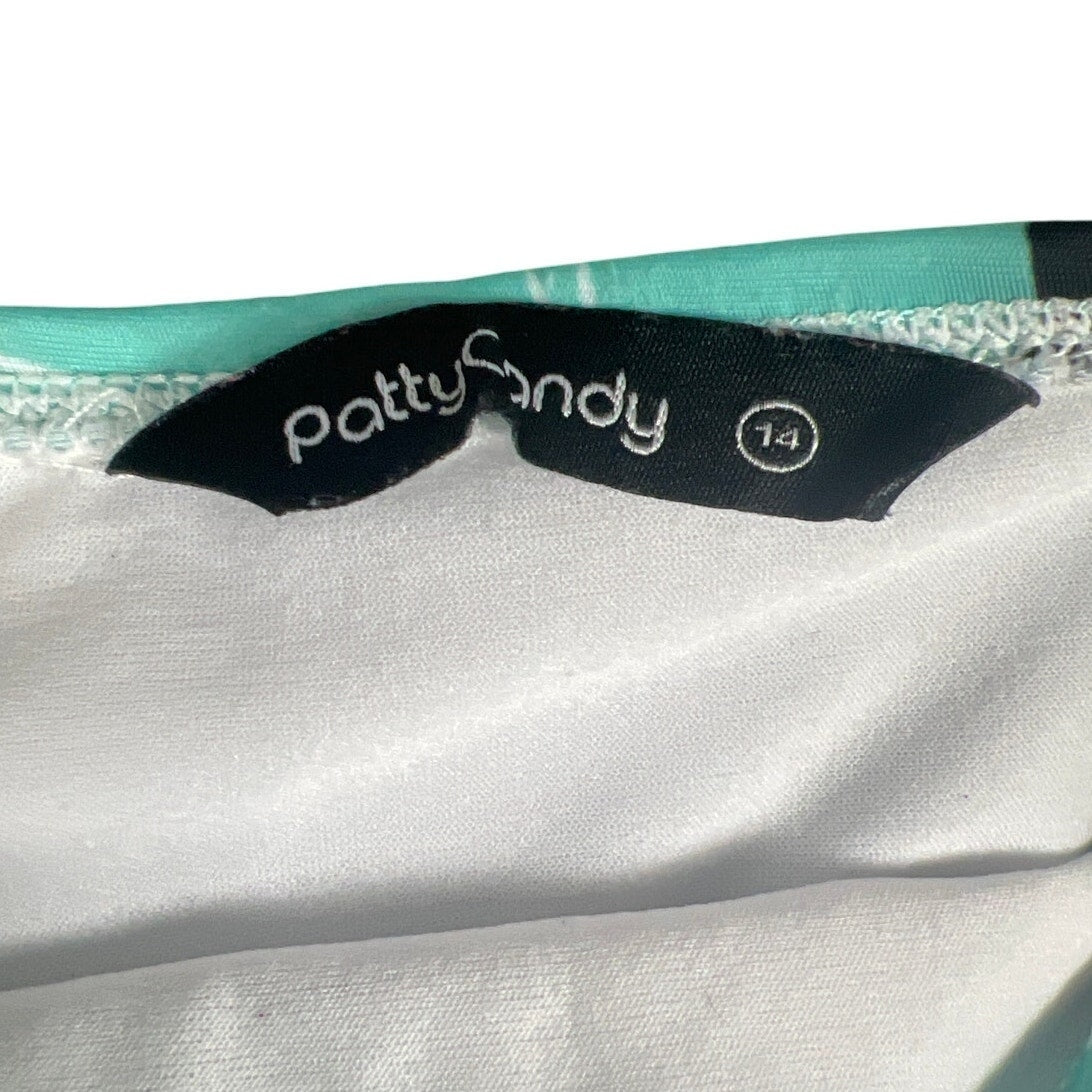 Patty Sandy Cow AOP Teal Swim Bottoms Girls Size 12