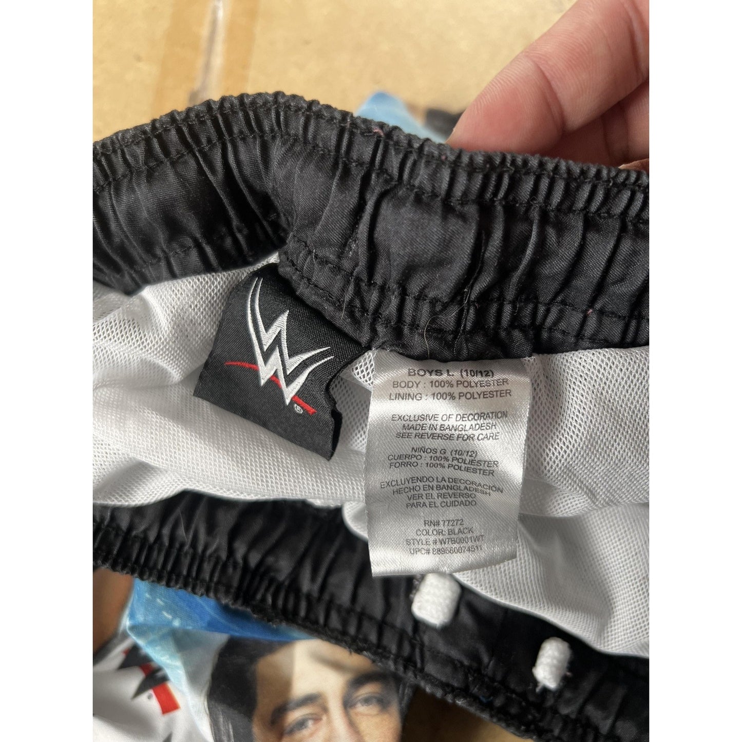 WWE Superstars Shorts Boys 6 Blue Wrestling Swim Trunks Elastic Waist Print