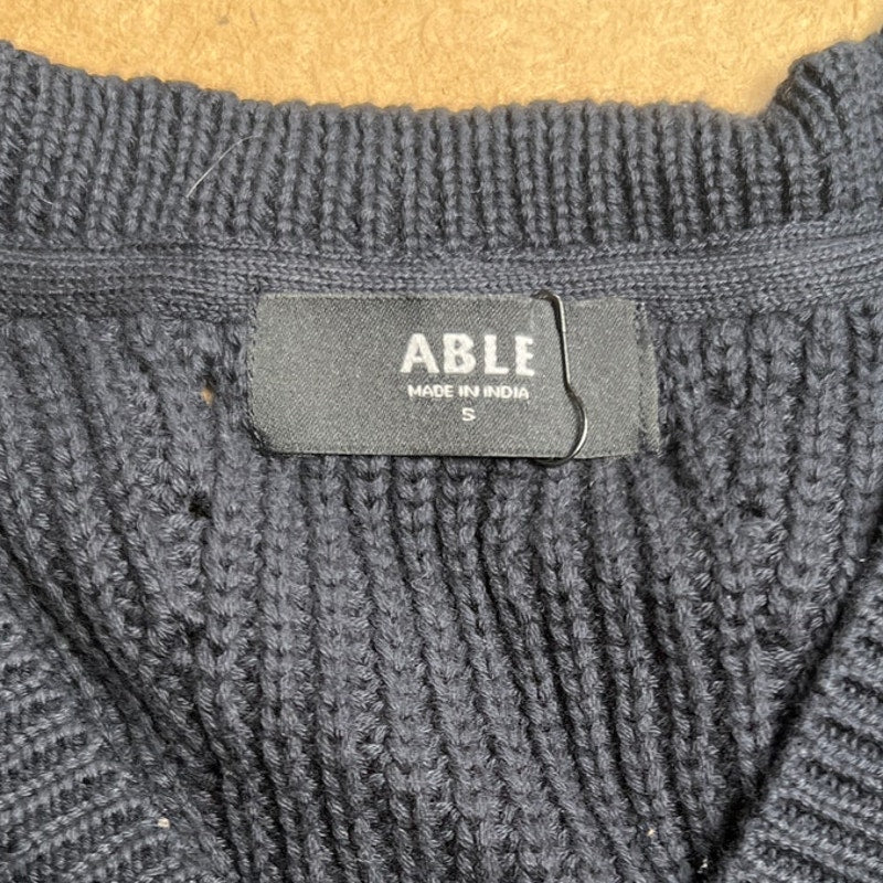 Able Black Button Down 100% Cotton Vest Size Small