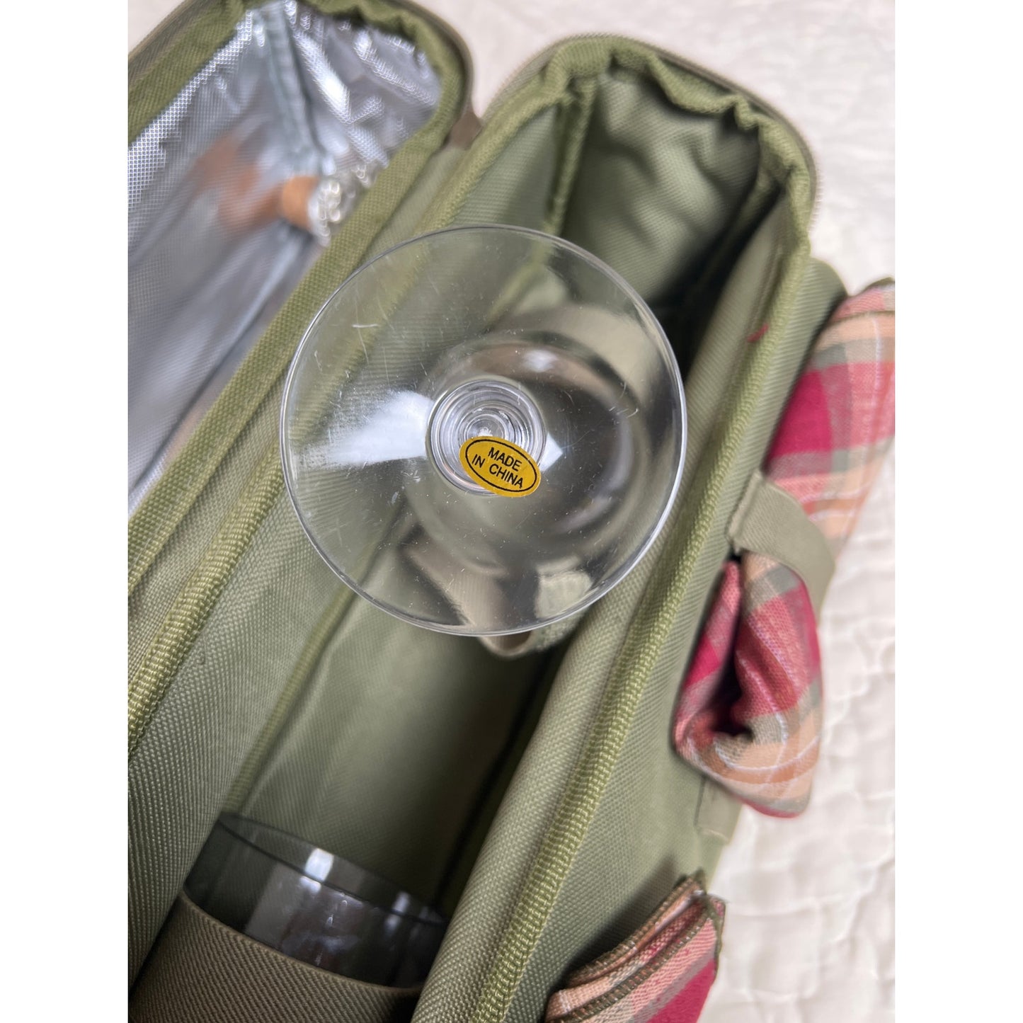 NWT Longaberger Homestead Plastic Wine Cups Plaid Crossbody Bag