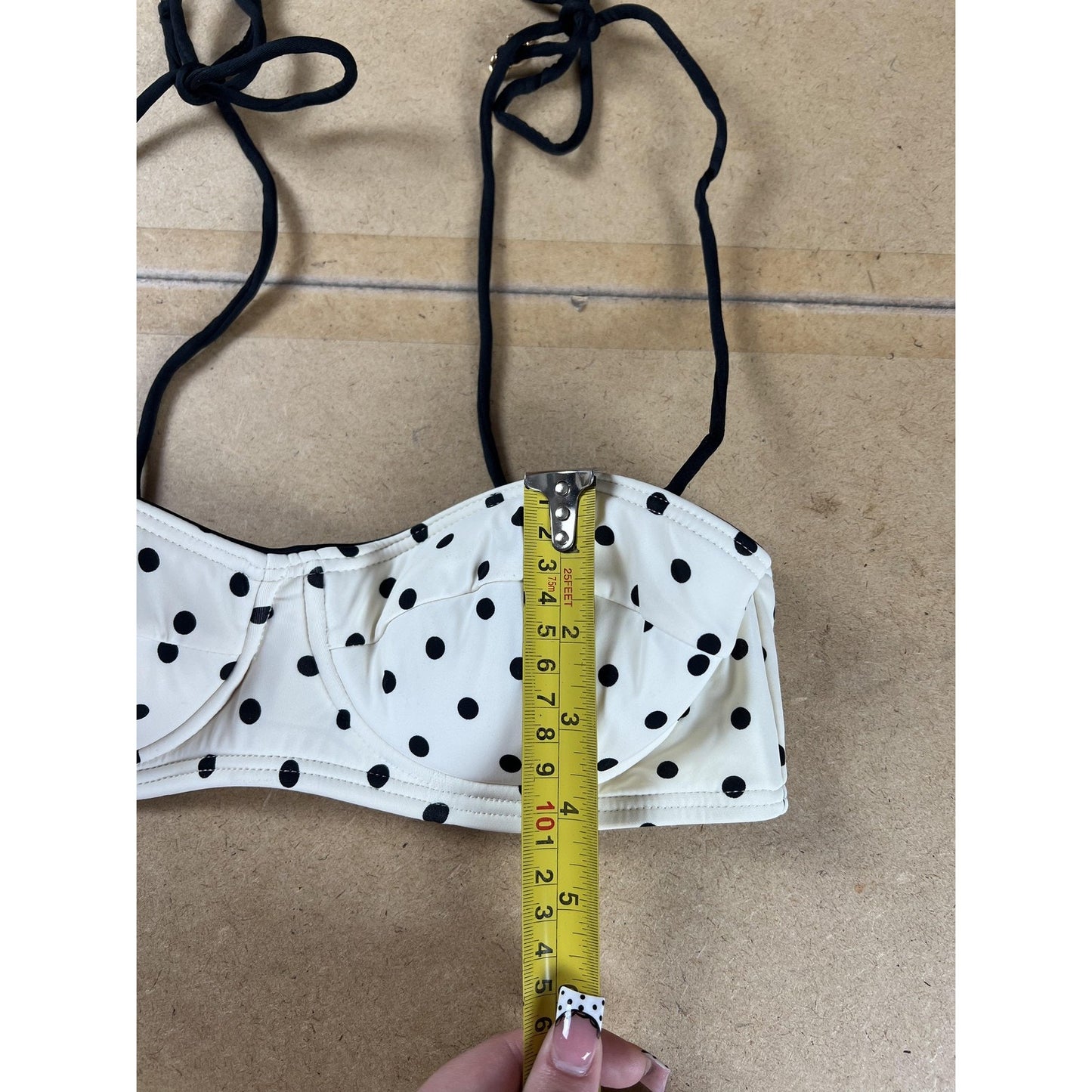 Juicy Couture Swim Top Womens XS White Polka Dot Halter Underwired Lined
