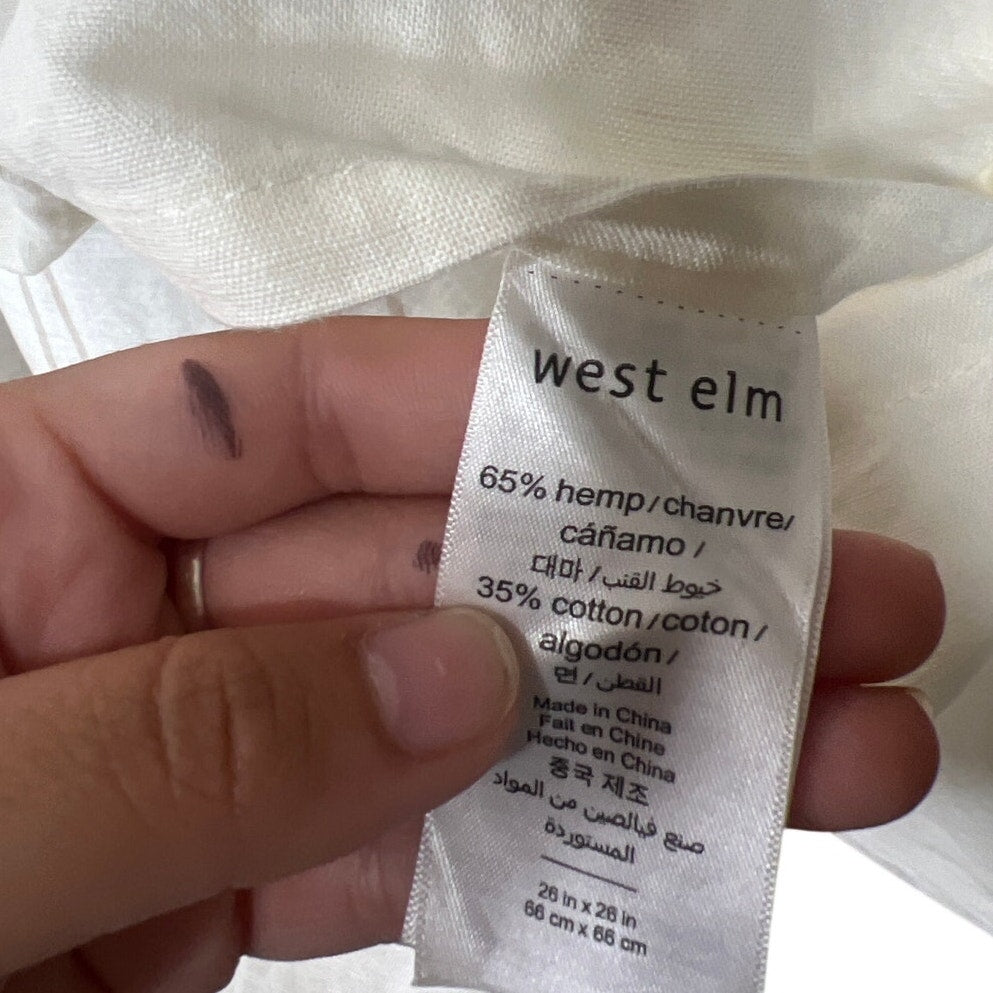 West Elm White Striped Pillow Case *Dimension In Picture*