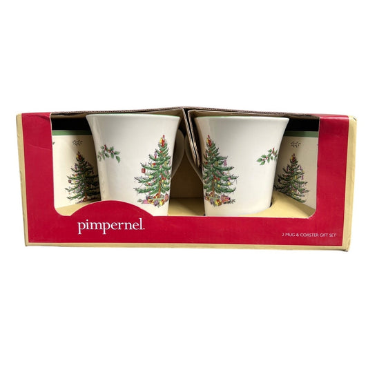 Spode Pimpernel A Christmas Tree Mug & Coaster Set NEW